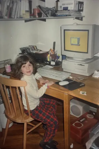 Callan at age 7, using Kid Pix on a Mac
